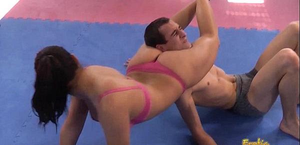 Mixed wrestling femdom fight one